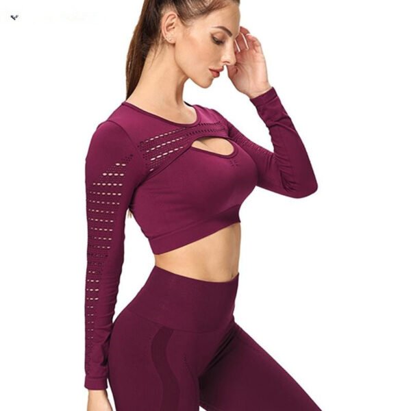 New Peach Hip Long Sleeve Seamless High Waist Yoga Suit - Image 4