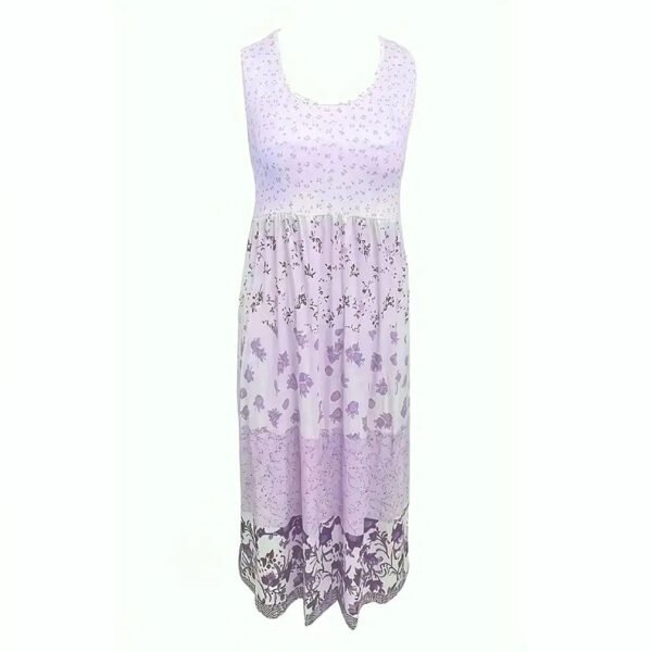 Women's Plus Size Boho Floral Dresses Sleeveless Tiered Pleated Swing Long Sundress - Image 7