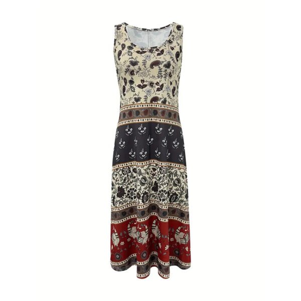 Women Floral Summer Maxi Dress Casual Beach Printed Sleeveless Boho Flowy Tank Sundress - Image 6