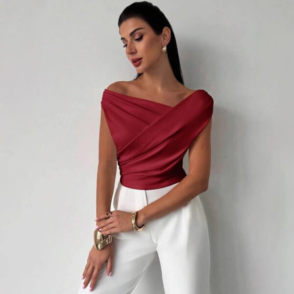 Fashion Personality Solid Color Sleeveless T-shirt For Women - Image 2