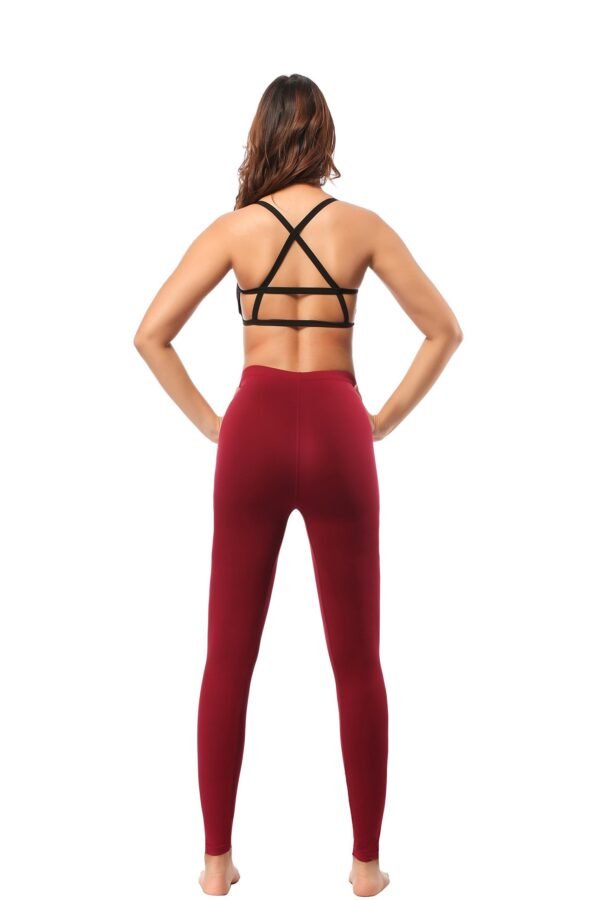 Leggings - Cropped Low-rise Solid Burgundy - Image 5