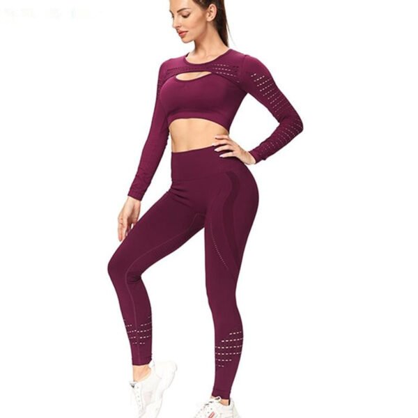 New Peach Hip Long Sleeve Seamless High Waist Yoga Suit - Image 2