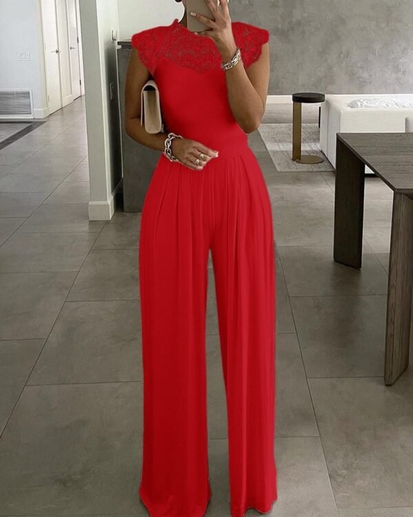 Fashion Lace Collar Round Neck Jumpsuit For Women - Image 6