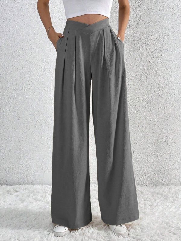 Summer New Solid Color Pleated Casual Wide-leg Pants Loose Casual Women's Commuting Versatile Style Comfortable TrousersS - Image 2
