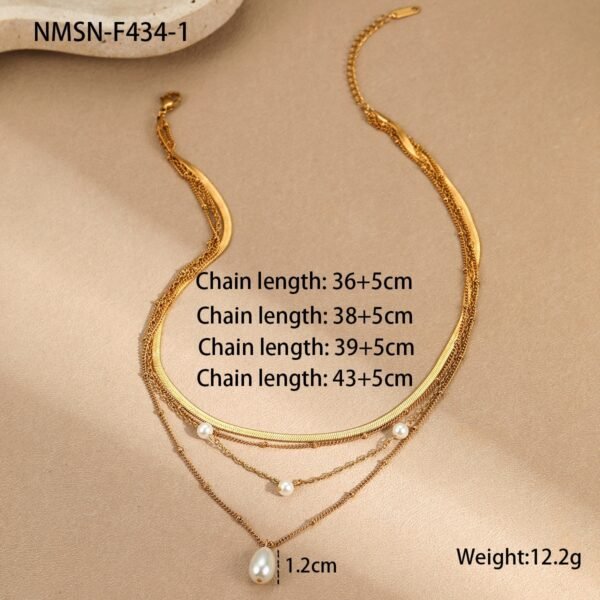 Water Drop Imitation Pearl Tassel Pendant Multi-layer Necklace For Women - Image 2