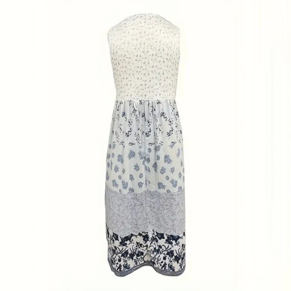 Women's Plus Size Boho Floral Dresses Sleeveless Tiered Pleated Swing Long Sundress - Image 10