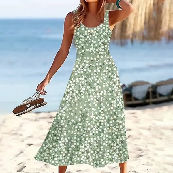 Women Floral Summer Maxi Dress Casual Beach Printed Sleeveless Boho Flowy Tank Sundress - Image 8