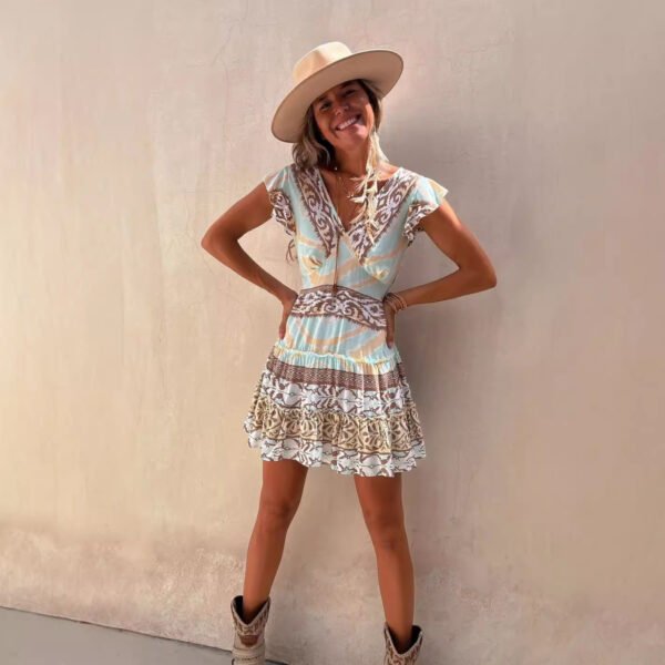 Fashion Printed Ruffled Pendant Dress Women - Image 5