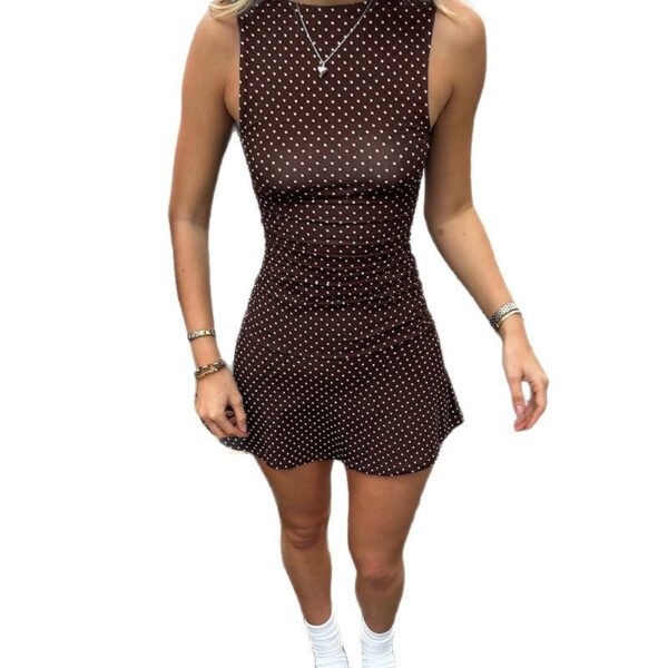 Mini European And American Sleeveless Cinched Short Dress - Image 6