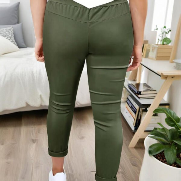 Women's Solid Color Casual Pants - Stretchy Waist With Drawstring Comfortable Lounge Pants - Image 2
