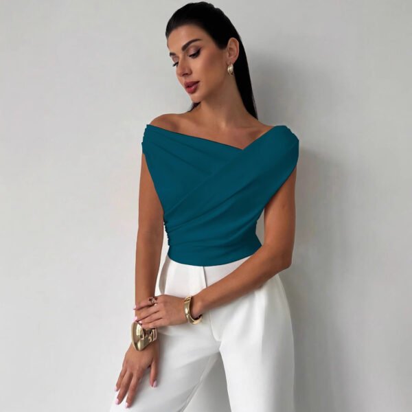 Fashion Personality Solid Color Sleeveless T-shirt For Women