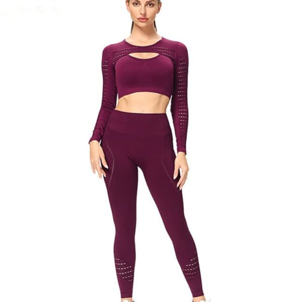 New Peach Hip Long Sleeve Seamless High Waist Yoga Suit - Image 3
