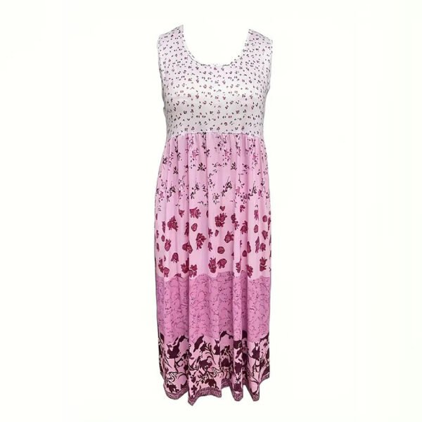 Women's Plus Size Boho Floral Dresses Sleeveless Tiered Pleated Swing Long Sundress - Image 6