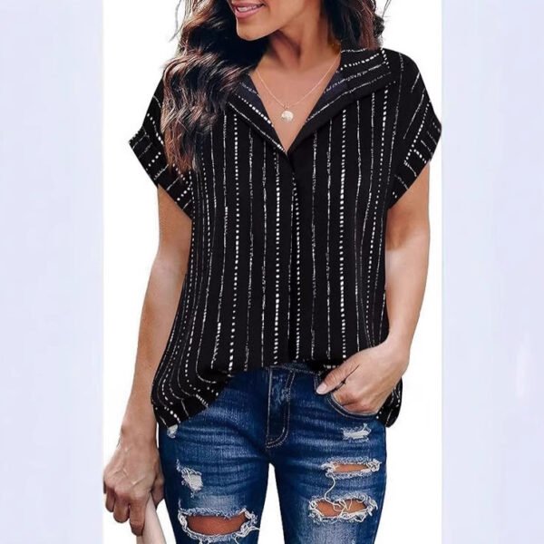 Casual All-matching Fashion Trend Stripes Women's Shirt Top - Image 3