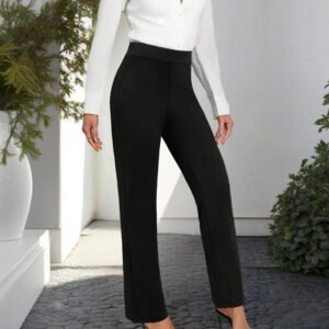 Women's Classic Solid Color Pants Versatile For Casual & Formal Wear