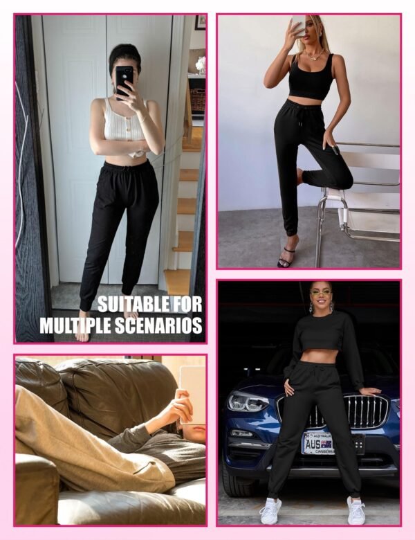 Sweatpants - 3 Pieces Of Cropped New Style Black Mocha Coffee - Image 5