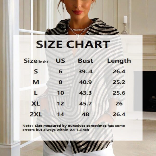 Women's Striped Long Sleeve Shirt - Button-Up Casual Loose Fit Blouse, Spring & Fall Relaxed Top - Image 4