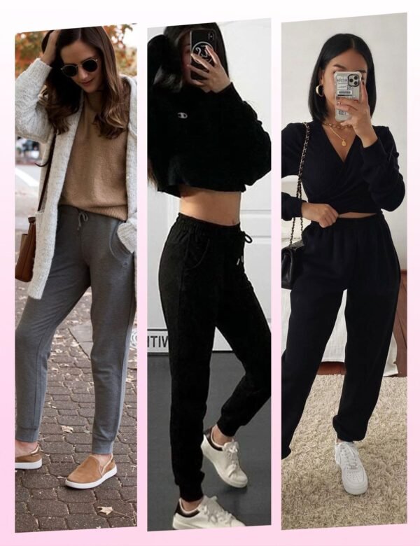 Sweatpants - 3 Pieces Of Cropped New Style Black Mocha Coffee - Image 3