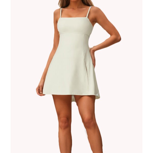 Womens Spaghetti Strap Tennis Dress With Shorts Workout Side Slit Active Golf Dresses - Image 2