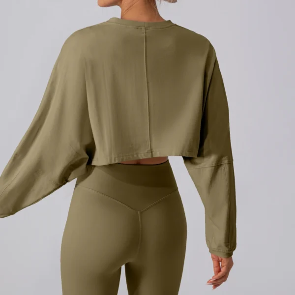 Women Sports Crop Top Long Sleeve T-Shirts Yoga Loose Tops Gym Clothing Outdoor Fitness Running Yoga Shirts Workout Clothes - Image 6