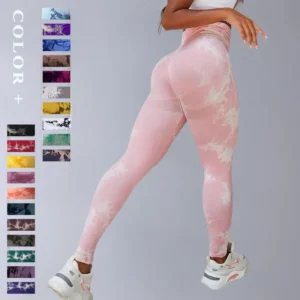 Women Seamless Leggings Tummy Control Butt Lifting Yoga Pants Tie dye Tights High Waist Push Up Running Training Workout Pants