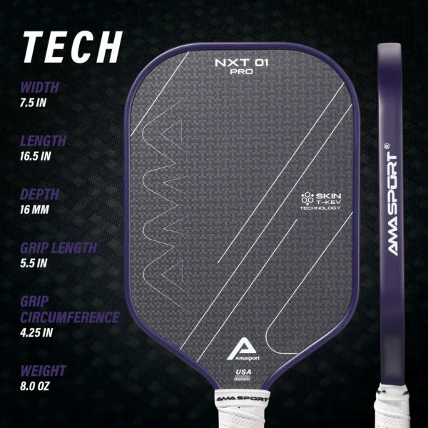 Pickleball Paddle 3K T700 Carbon Fiber with 3D T-Kevlar Texture Surface for Power & Control,16MM Thermoformed Pickleball Rackets - Image 5