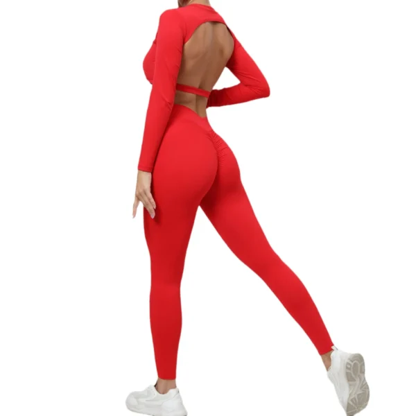 2Pieces Long Sleeves Sports Shirt Suit Women Gym Set Female Yoga Bra Running Tracksuit Workout Yoga Suit High Waist Leggings - Image 5