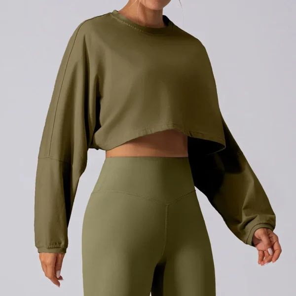 Women Sports Crop Top Long Sleeve T-Shirts Yoga Loose Tops Gym Clothing Outdoor Fitness Running Yoga Shirts Workout Clothes - Image 5
