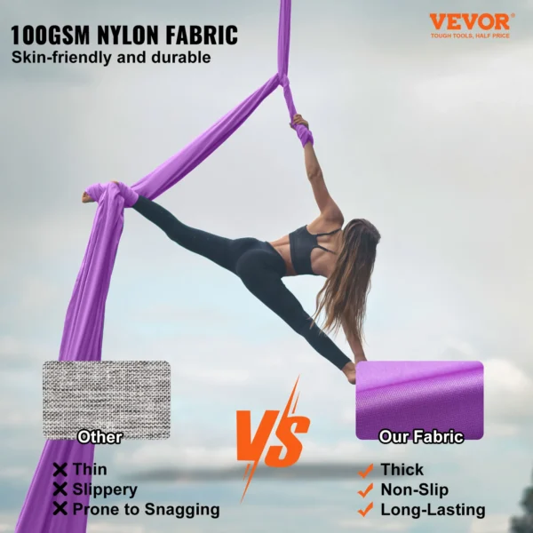 VEVOR 8.7/11 Yards Aerial Yoga Hammock & Swing Yoga Starter Kit Aerial Silk Fabric Yoga Strap Accessory for All Levels Fitness - Image 2