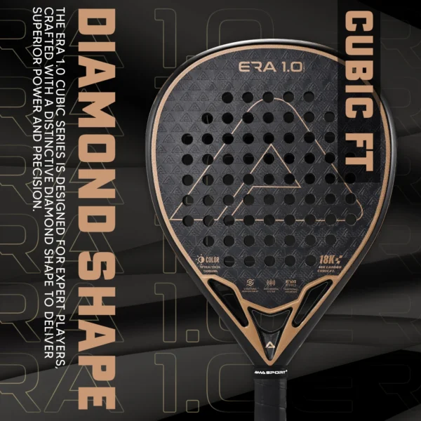 AMASPORT 18K Carbon Cubic Padel Racket Diamond Shape with 3D-Textured Surface Smarter System for Enhanced Control Padel Racquet - Image 2