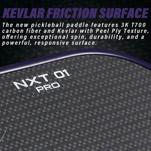 Pickleball Paddle 3K T700 Carbon Fiber with 3D T-Kevlar Texture Surface for Power & Control,16MM Thermoformed Pickleball Rackets - Image 4