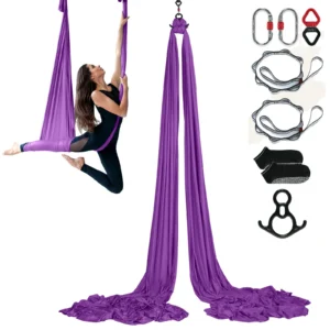 VEVOR 8.7/11 Yards Aerial Yoga Hammock & Swing Yoga Starter Kit Aerial Silk Fabric Yoga Strap Accessory for All Levels Fitness