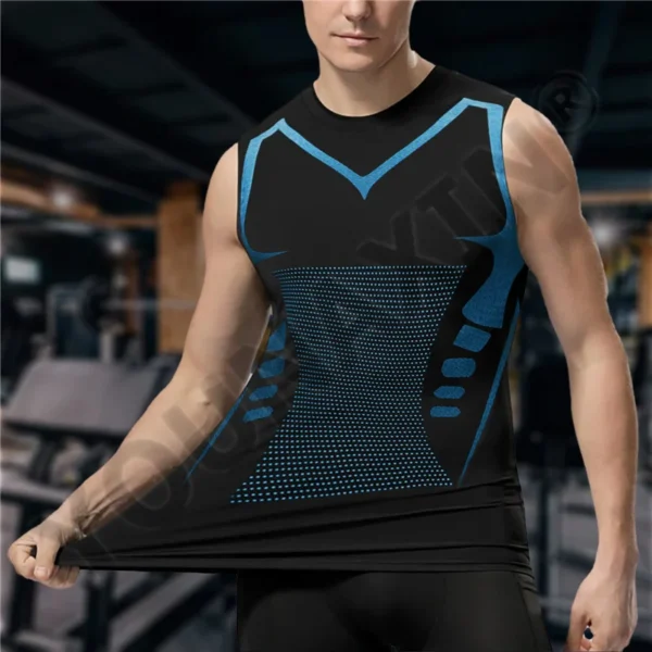 3 Pcs/Lot Men's Sleeveless T-Shirts Base Layer Vest Basketball Cycling Yoga Sports Tight Gym Fitness Running Top Outdoor Tank - Image 2